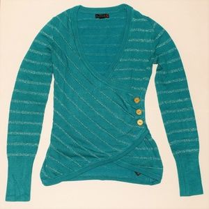 G by Guess Green faux wrap long sleeve